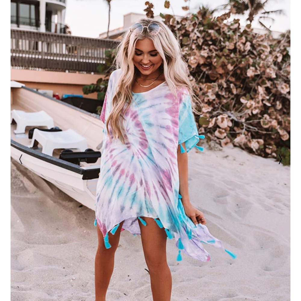 SOAKIN' UP THE SUN TIE DYE TUNIC IN PINK - Picture 5 of 8